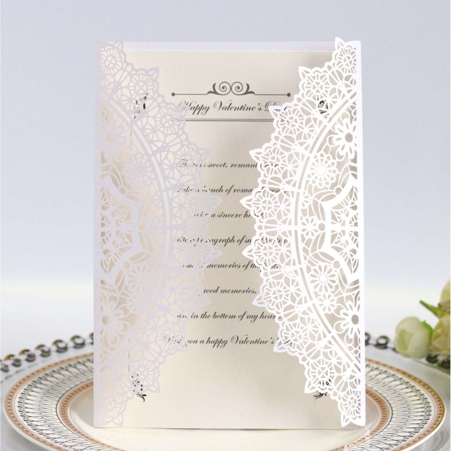 White Invitation Card Thank You Card Laser Cut Christmas Greeting Card